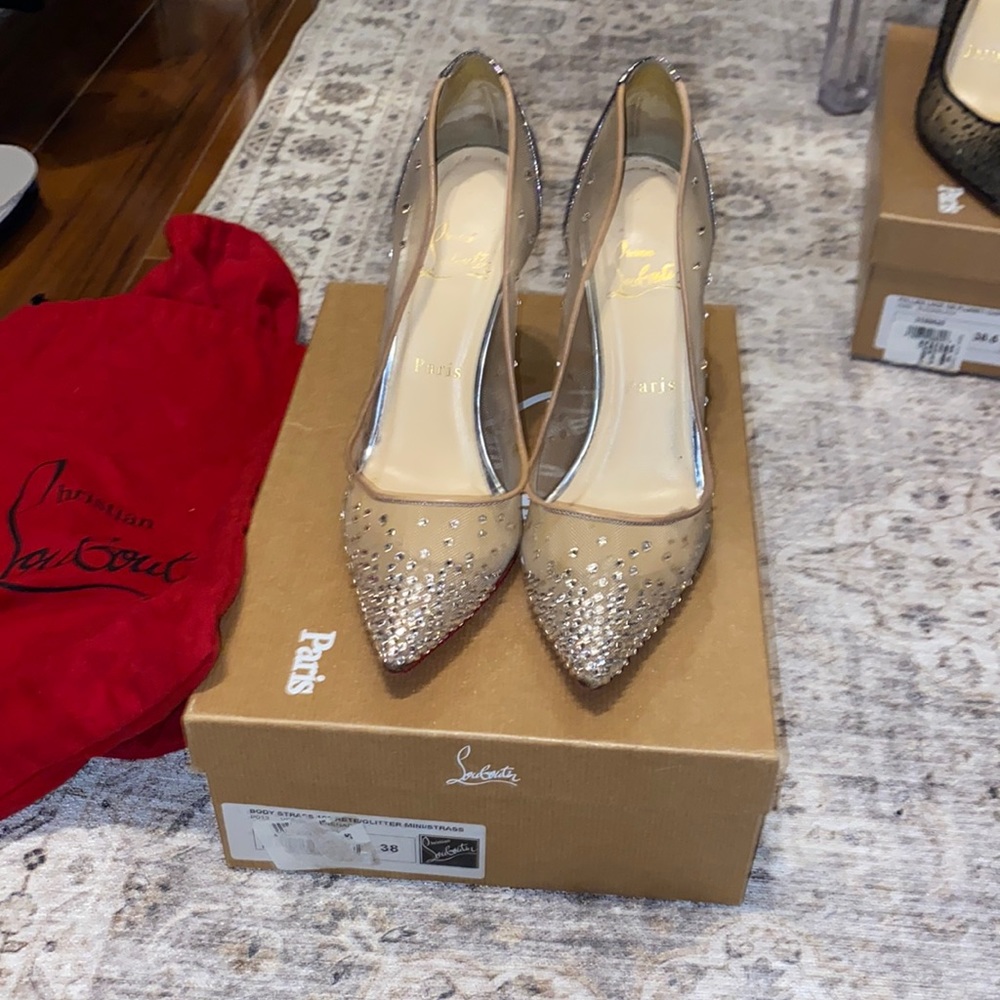 Christian Louboutin body strass 100 rete/glitter mini/strass